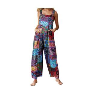 Boutique Boho Wide Leg Button Overalls Loose Bibs Size 3X NWOT